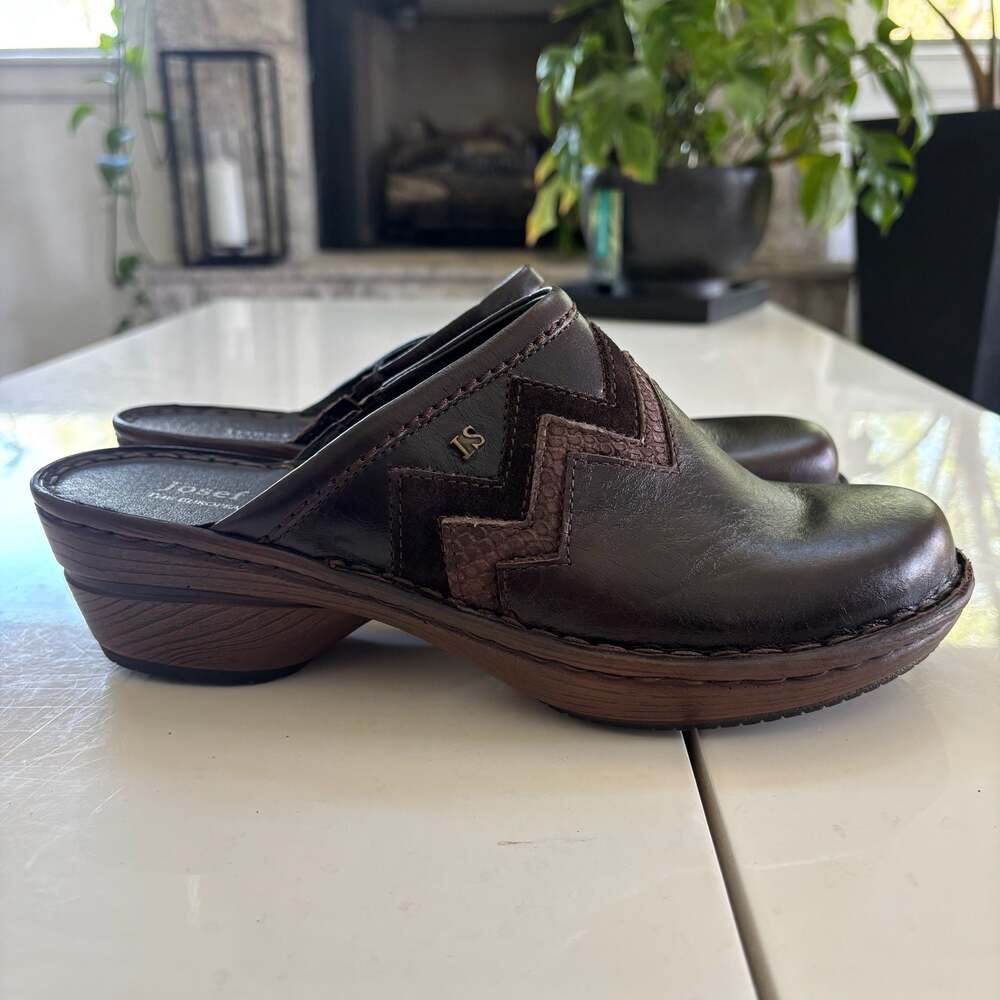 Josef Seibel Red Womens Size 40 Leather Clogs Slip On Heeled